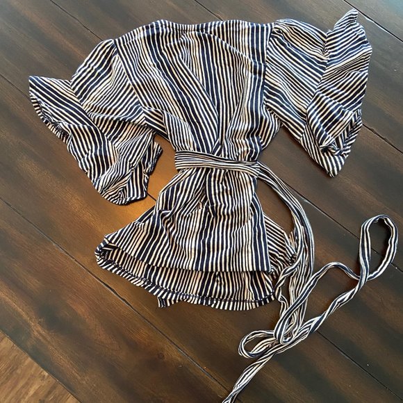 Free People Striped Wrap Top - Picture 2 of 3
